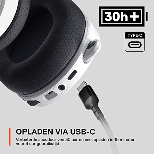SteelSeries Arctis 7+ - Wireless-gamingheadset  - Lossless 2,4-GHz draadloze verbinding - 30 uur accuduur - Voor pc, PS5, PS4, Mac, Android en Switch - Wit - Afbeelding 5