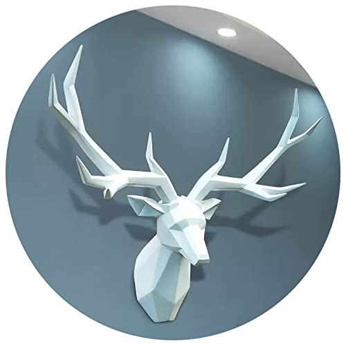 Tete De Cerf Blanc 68cm, Tete De Cerf Decoration Murale Resine, Tenture Murale Tête De Cerf Géométrique Salon, Tête D'animal Décoration Murale Grand De Chambre Salon ( Color : Blanc , Size : 68*52cm )