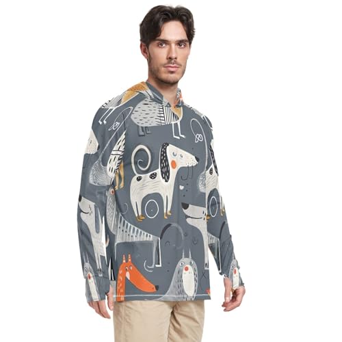 Cute Dog Men's UPF 50+ Sun Shirts Quick Dry Sun Protection Hoodie UV Long Sleeve T-Shirts 17112