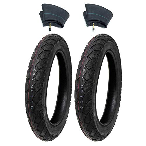 MMG Combo Set 2 Tires with Inner Tubes Street Tread - Size 16x3.0 fits on 12 Inches Rim Compatible with Folding Bikes, Scooters, e-Bikes, Mopeds, Kids Bikes BMX, KMX Trike and Other Applications