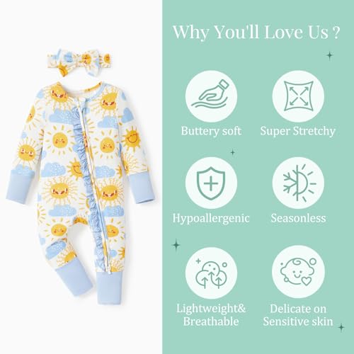 Image of PATPAT Bamboo Viscose Baby Footie with Headband, NB-2T