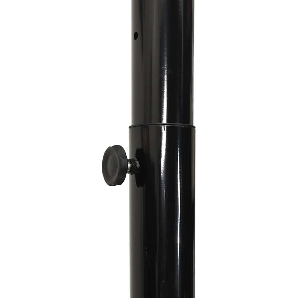 Supporto da basket regolabile in polietilene, bianco, regolabile in altezza da 258 a 363 cm, con cestino in acciaio e rete di nylon, ruote e base triangolare stabile