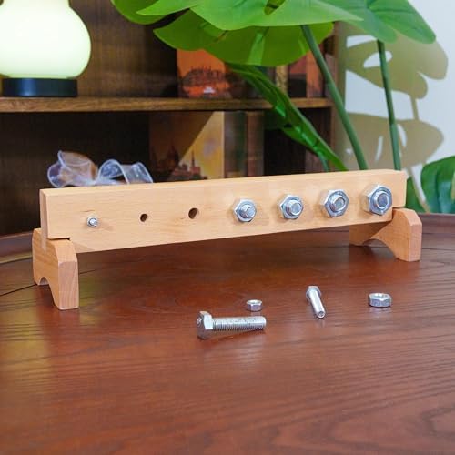 Premium Montessori Nuts and Bolts Set 12in– Beechwood, Practical Life Activity for Fine Motor Skills & Hand Strength, Toddler Screw Toy for Hand-Eye Coordination, Homeschool Classroom Kids Ages 3-6 image 5