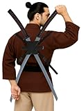 FIESTAS GUIRCA | Set de 2 Espadas Samurai para Espalda (95 cm) - Accesorio de Disfraz de Guerrero Japonés para Halloween y Carnaval - Ideal para Cosplay y Fiestas Temáticas - Juguete - Negro