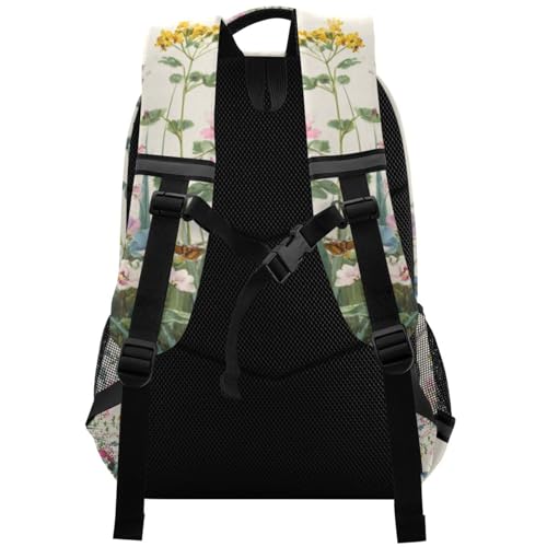 Colorful Flower and Grass Kid's Elementary Middle School Backpack for Son Daughter, Age 6-12 Back to School Backpack Bookbag Schoolbag for Boys Girls2