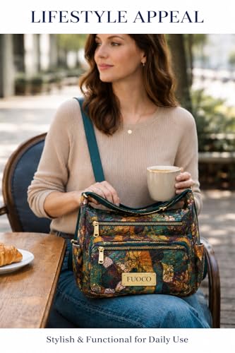 Image of FUOCO Purse for Women Handbag| Office Shoulder Laptop Bag, College & Shopping | Stylish PU Vegan Leather Sling with Zipper | Big Side Bag | Everyday Travel Tote Party Purse
