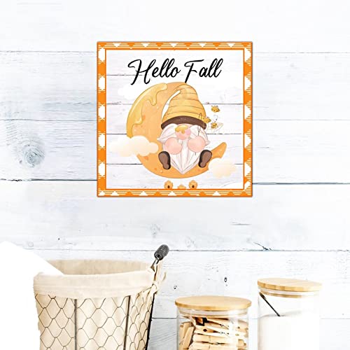 Plaque murale rétro bois Hello Fall déco salon 30cm - 7