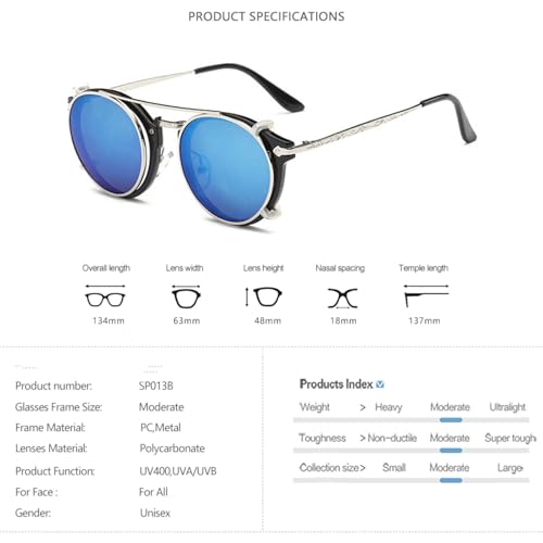 Fashion Vintage Steam Punk Sunglasses Men Women Double Layer Removable Lens Uv4002