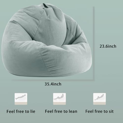 Image of ENBAOHUI Kids Memory Foam Bean Bag Chairs for Teens with Filling Boy Girl Kid Toddler Sofa Comfoy Chair Seagreen