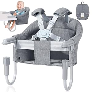 Orzbow Tischsitz Baby mit 5-Punkt-Sicherheitsgurt,Was... Tischsitz Faltbar Babysitz mit Schultergurt-Polstermatten,... Keine Spuren,Waschmaschinenfest,I... für zu Hause und Unterwegs