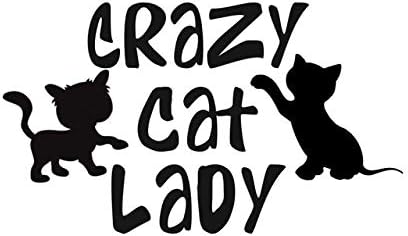15.2CM8.8CM Vinyl Car Sticker Decal Crazy Cat Lady Kitten Pet Black Silver C10-02441 - Color Name Black