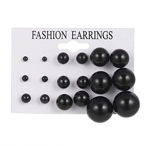 Set of 9 Silver Stud Earrings