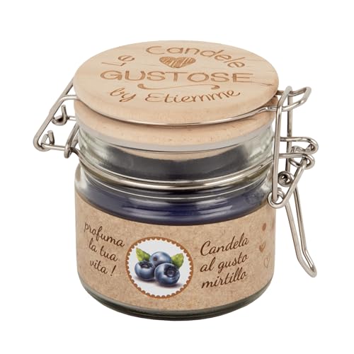 Doni Bomboniere Comunione 6PZ Barattolino con Chiusura Ermetica Cresima Matrimonio Anniversario Scritta sul Tappo Le Candele Gustose all'Interno Candela al Gusto Mirtillo Idee Regalo Complete