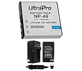 NP-40 High-Capacity Replacement Battery with Rapid Travel Charger for Select Casio Digital Cameras. UltraPro Bundle Includes: Camera Cleaning Kit, Screen Protector, Mini Travel Tripod