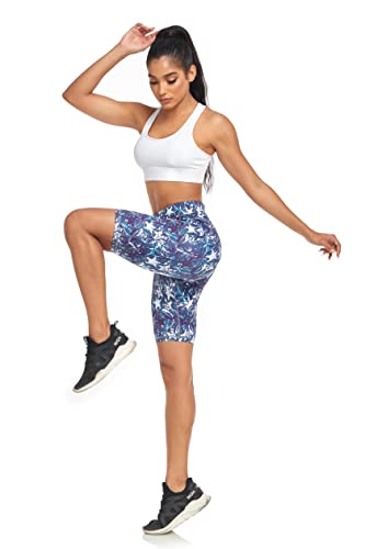 Raypose Athletic Workout Shorts For Women Summer High Waist Gym Biker Short Leggings With Pockets Plus Size Hiking Lounge 8" Purple Abstract-L #TOP2