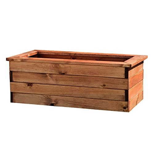Hortico 82cm Wooden Planter for Garden | Decking Planter | Fully Assembled Large Trough | Rectangular Outdoor Plant Pot H31.5 L82 W41 cm, 105.9L, Made in the UK