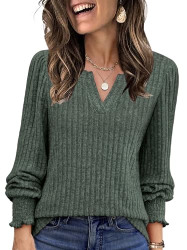 Lylinan Womens Sweater V Neck Long Sleeve Pullover Tops Fall Fashion Casual Clothes S-XXL