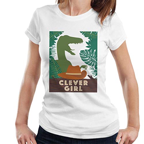 All+Every Jurassic Park Velociraptor Silhouette Clever Girl Women's T-Shirt White