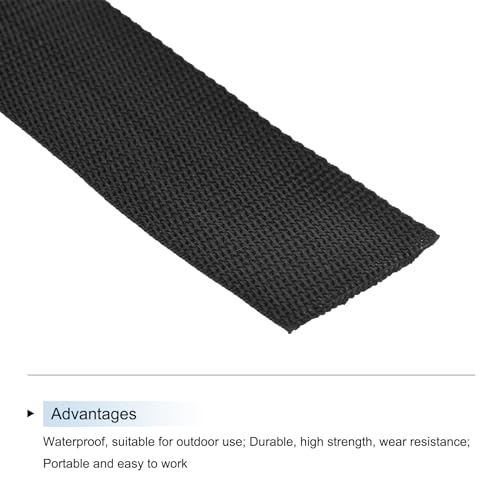 Image of MECCANIXITY Lightweight Polypropylene Webbing Strap 2 inch 10 Yard Backpack Strapping Band Black for Outdoor Luggage Cargo Straps