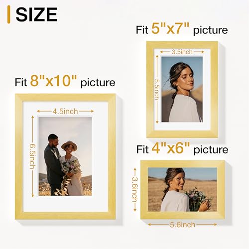 Image of Vittanly Picture Frames Set of 10, Picture Frames Collage Wall Decor with Two 8x10, Four 5x7, and Four 4x6 Photo Frames, Gallery Wall Frame Set for Wall or Tabletop Display, Gold