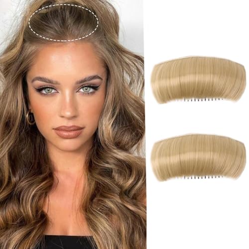 2Pcs 4.7inch Women’s Blonde Fluffy Hair Pad Invisible Bump Clip for Volume Base Insert Tool Styling Increased Comb(Suggest for Heavy Long Hair)