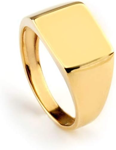 Elegant jewel box Unisex Square signet ring in solid Gold 9k, 14k, & 18k, Custom engraved chevalier ring, Custom Initial signet ring, Personalized Birthday gift, RN361