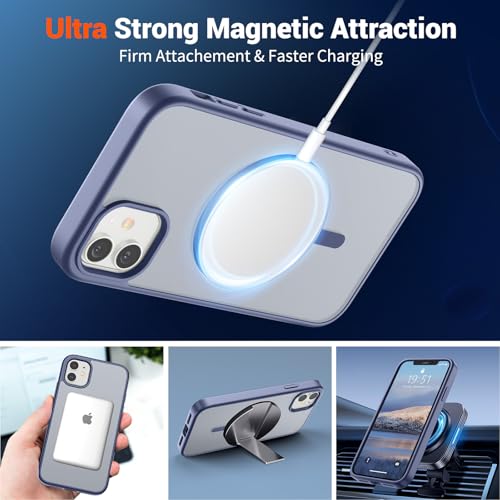 Image of SUPFINE Magnetic for iPhone 12 Mini Case & iPhone 13 Mini Case (Compatible with MagSafe) (Military Grade Drop Protection) Slim Translucent Matte Shockproof Phone Cover,Lavender Gray