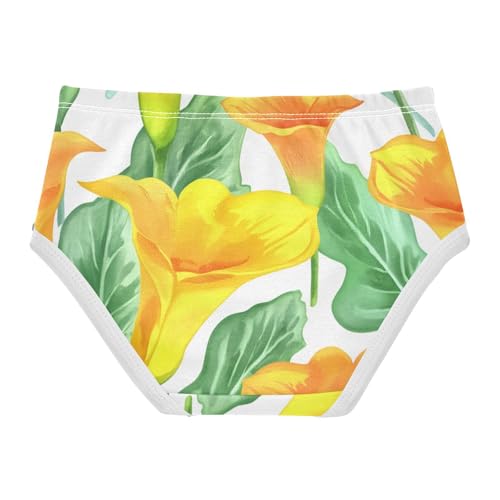 Floral Painted Orange Calla Lilies Girl Panties Cute Girls Underwear Toddler Cotton Bright Briefs Undies Kids 2t2