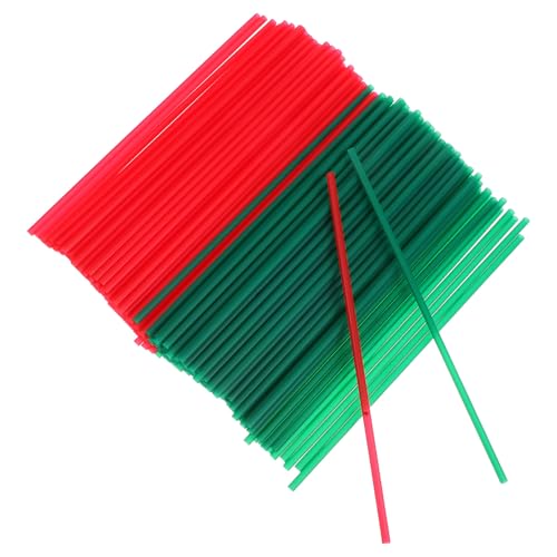 400 pitillos plásticos desechables rojos y verde oscuro 26 cm miniatura 1