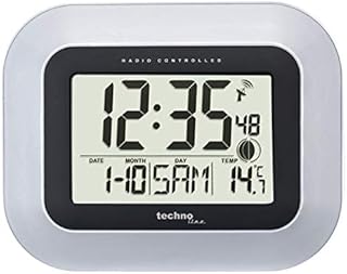 Technoline, WS 8005 Funk-Wanduhr, silber-schwarz, 22,6 x 3 x 18 cm