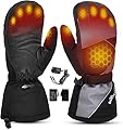 Heated Gloves for Men Women, Winter Hand Warmers 7.4V Rechargeable Powered Battery Electric Touchscreen Waterproof Heating Gloves for Cycling Motorcycle Skiing Snowboarding Hiking Hunting
