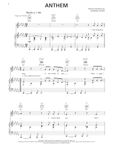 Leonard Cohen: Sheet Music Collection from 1967 to 2016 for Piano Vocal Guitar | Classic Songbook | Music Arrangements for Intermediate Players | Composer Anthology for Cohen Fans - Image 4
