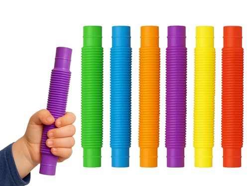 Storm&Lighthouse 6x Pop Tubes Small Connecting Pipes Bendable Stretch Tubes Fidget Toys for Kids & Adults Sensory Noisy Pull Tubes for ADHD