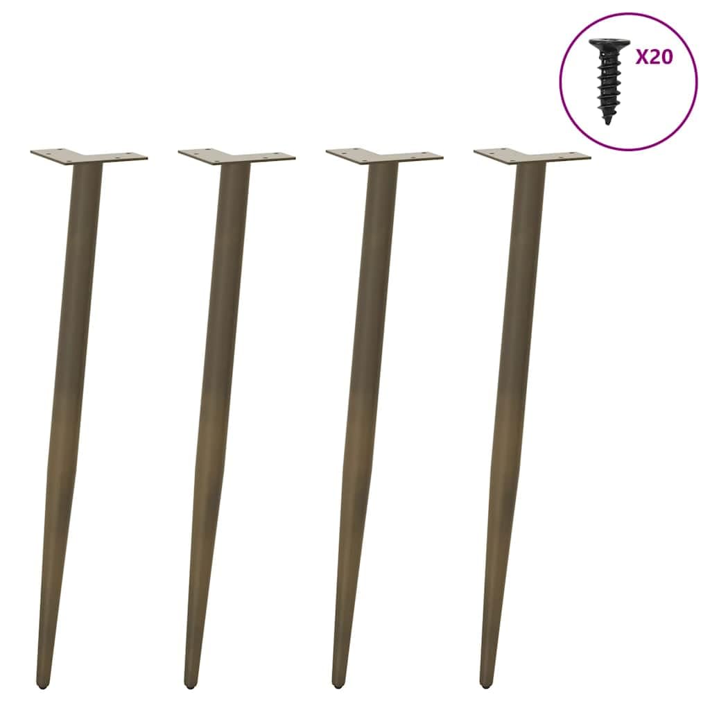 Gambe coniche per tavolo consolle in acciaio naturale, 4 gambe con regolazione in altezza 72-73 cm, struttura stabile con piastra di montaggio e viti per tavolo da pranzo