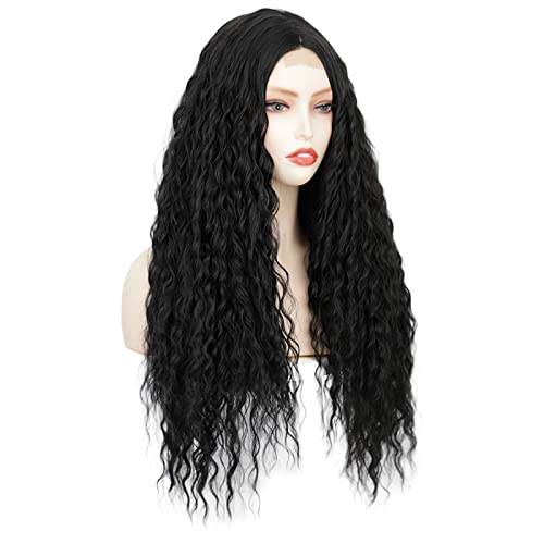 Luovce Synthetic Wigs For Women 24 inches Long Curly Small-Part-Lace Front Wigs Black Color #1B, Black 1B# Color - Image 2
