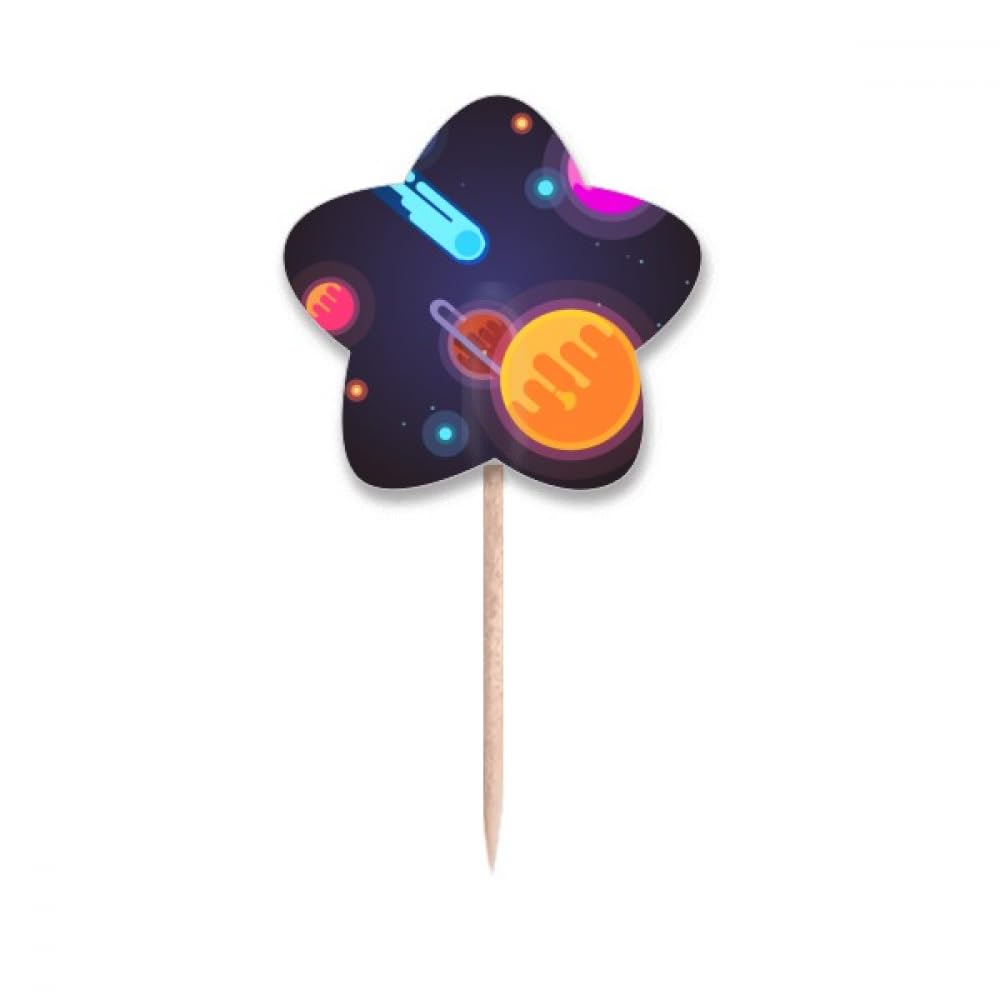 Cure-dents monstre de l'espace avec pics en bois solides pour cupcakes et amuses-bouches