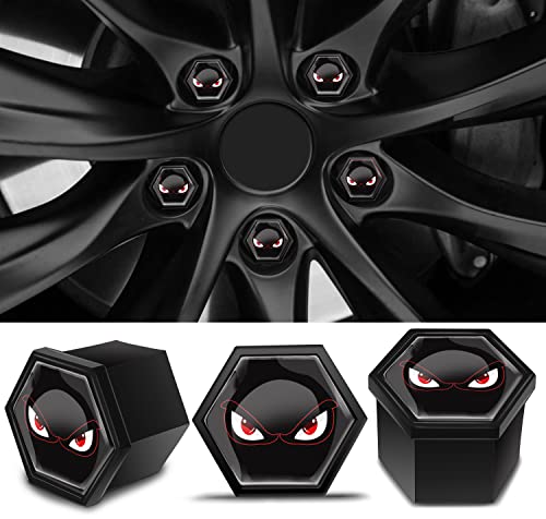 Biomar Labs Juego de (20pcs) 16pcs Tapas de Pernos Tuercas de Rueda Fundas de Tuerca + 4 Tapas de Bloqueo Antirrobo Universal 19mm No Fear Negro LB 12