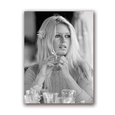 Painting & Calligraphy - Brigitte Bardot French Fashion Poster Canvas Art Prints, Black and White Model Photo Vintage Picture Art Painting Wall Decor (PH6894 13x18 cm No Frame)