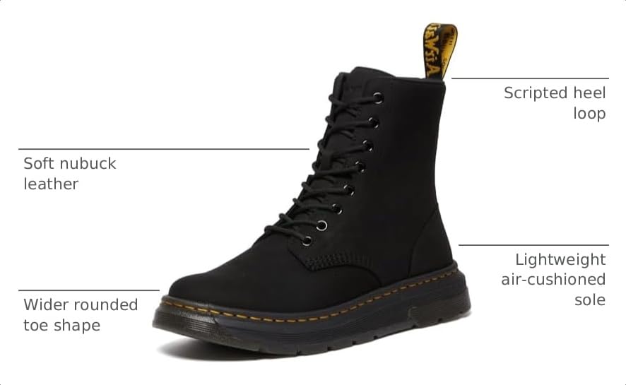 Image of Dr. Martens Unisex Crewson Nubuck Leather Everyday Boots
