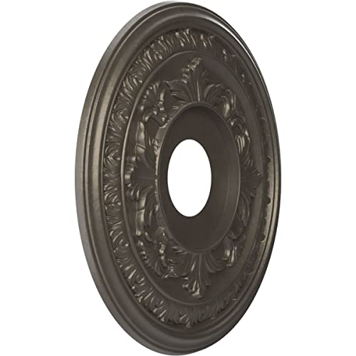 Image of Ekena Millwork CMP16BADST Baltimore Thermoformed PVC Ceiling Medallion (Fits Canopies up to 6 1 /2 inch), 16 inchOD x 3 1 /2 inchID x 1 inchP, Universal Aged Metallic Weathered Steel