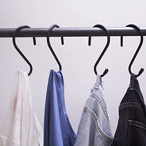 Mzekgxm Large S Hooks For Hanging Heavy Duty, 6 Inch Non Slip Vinyl Coated Metal Black Closet S Hooks For Hanging Plants Outdoor Lights And Kitchen Pot Pan Cups Closet Towels Jeans Hats (4 Pack) #TOP5