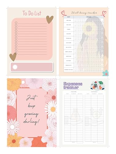 Image of KAANUKA A5 Notebook, 172 Pages, 80 GSM, Ruled, Themed Journals, Diary for Girls and Women, Notebook For Home, Office And Personal Diary With Trackers, Best For Gifting