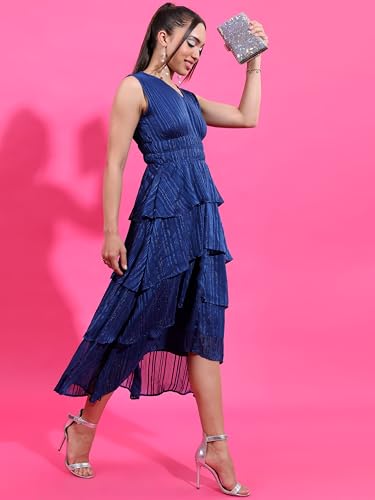 Image of Tokyo Talkies Women's Sleeveless V-Neck Solid Dresses| Stylish| Party Dresses