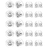 20 cierres para pendientes, cierres de seguridad en oro de 18 quilates, silicona hipoalergénica para pendientes colgantes, no irritantes (plata)