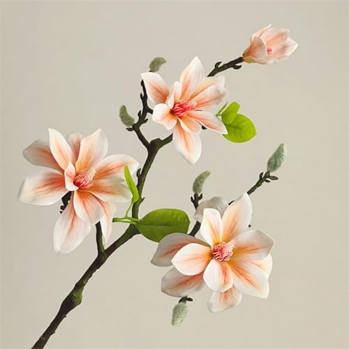 Bouquet de fleurs de simulation magnolia artificiel en vase pour table - 4