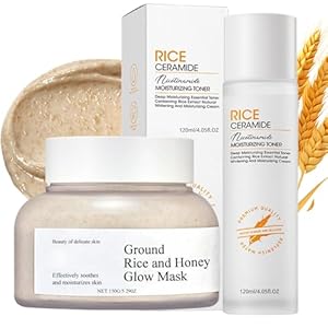 Rice Pure Skin Care Sets & Kits, Glass Skin Care Gift Set, Gentle Skin Cleaning & Care Facial Kit With Ground Rice And Honey Glow Mask & Rice Toner, Moisturise, Repair, Brighten, Korean Skincare, 2PCS