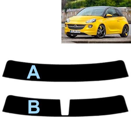 Sonnenblendstreifen für-Opel Adam 3-Türen 2013-... Passgenaue Tönungsfolie (20% Schwarz, B)