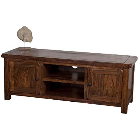 Oak and Pine Online Classically Modern Dark Wood Valencia Solid Sheesham Rosewood Flatscreen Plasma Wide Tv Bench/Cabinet/Stand/Unit Living Room Furniture Cover
