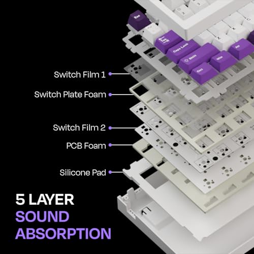 Image of Kreo Swarm 75% Wireless Mechanical Keyboard with Pre-lubed Switches, 5-pin Hot Swap PCB and 5 Layers Sound Absorption (All White, Huano Speed /Starling Switches)
