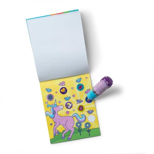 Image of Melissa & Doug Sticker Wow! 24-Page Activity Pad and Sticker Stamper, 300 Stickers, Arts and Crafts Fidget Toy Collectible Character - Purple Unicorn - for Kids Ages 3+ - FSC Certified